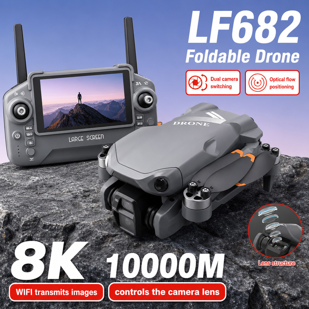 空撮写真 LF682 ドローン 8K HD デュアルカメラ  - Drone Controller Screen のレビューと価格