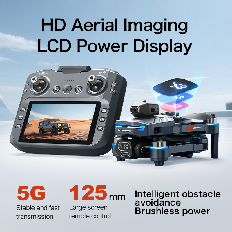 GT8 障害物回避空中ドローン – 大画面リモコン付き HD - Drone Controller Screen のレビューと価格